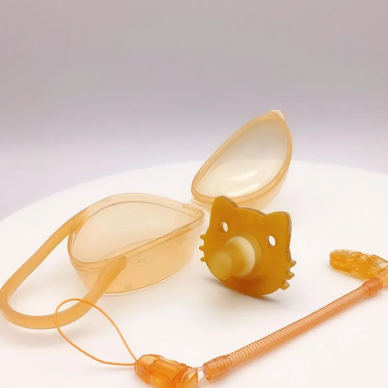 Wholesale silicone baby pacifier with chain and packing case for baby nursing