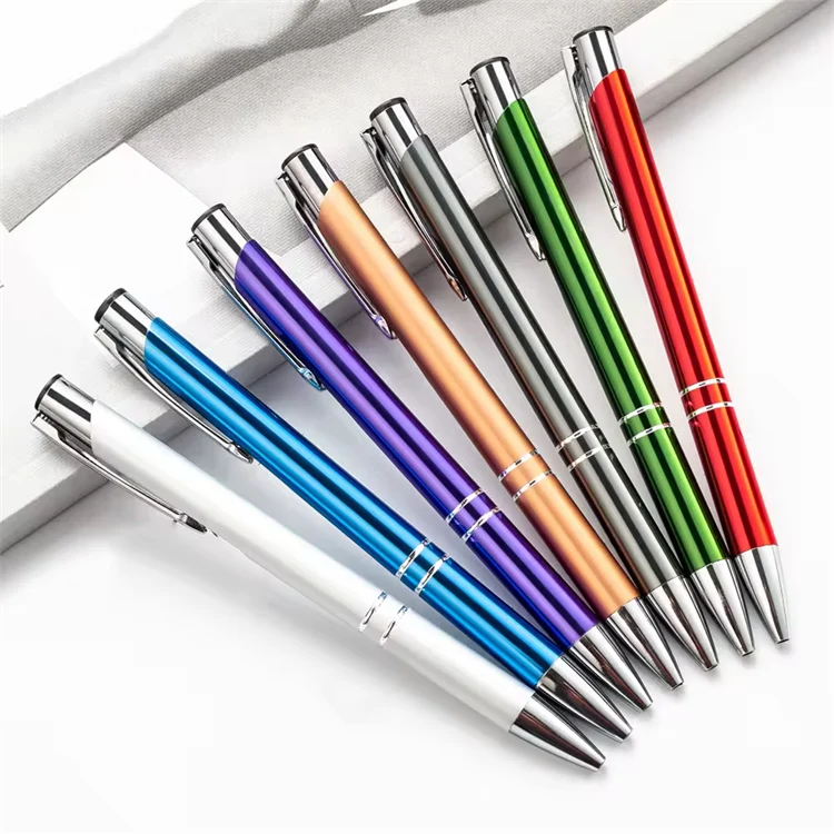 Hot sale Custom Logo printed Advertising lettering Ball Point tip Clamp with metal Gift Ballpoint pen