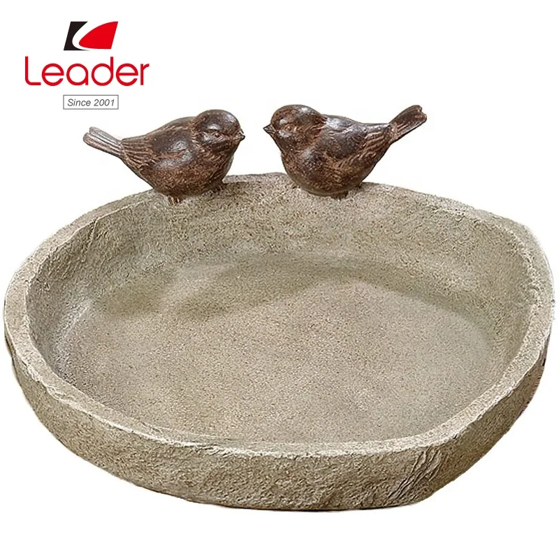 Wholesale Polyresin Outdoor Vintage Birdbath with Birds Polyresin Birdbath