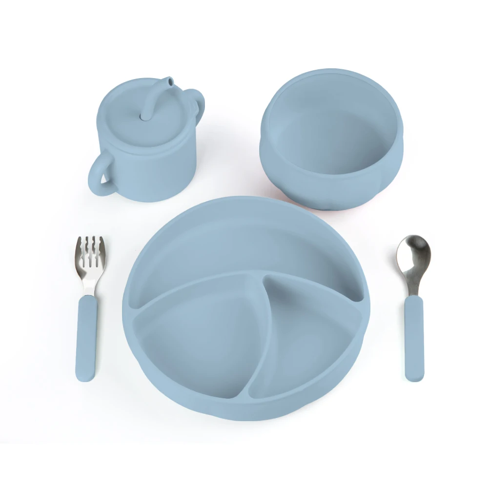 Food Storage Suction Plate Wholesale Silicone Baby Feeding Customized  Waterproof Silicone Baby Bib Set