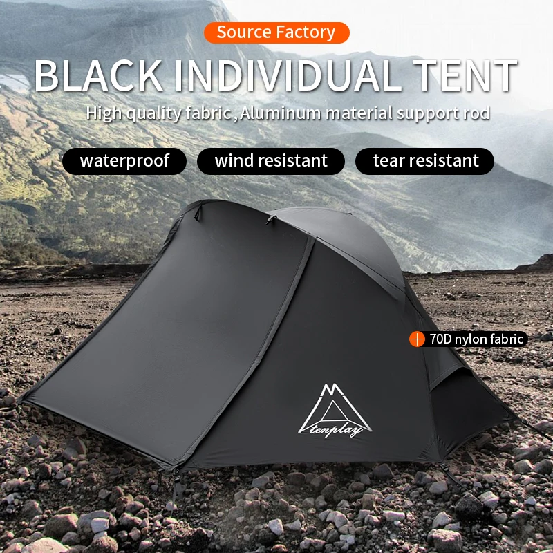 Ultralight 1-Person Double Layer Nylon Snow Tent with Aluminum Pole for Single Person Camping