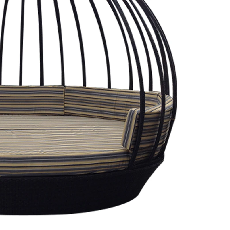 Modern Garden Line Waterproof Round Cast Aluminum Hotel Poolside Outdoor Rattan Daybed