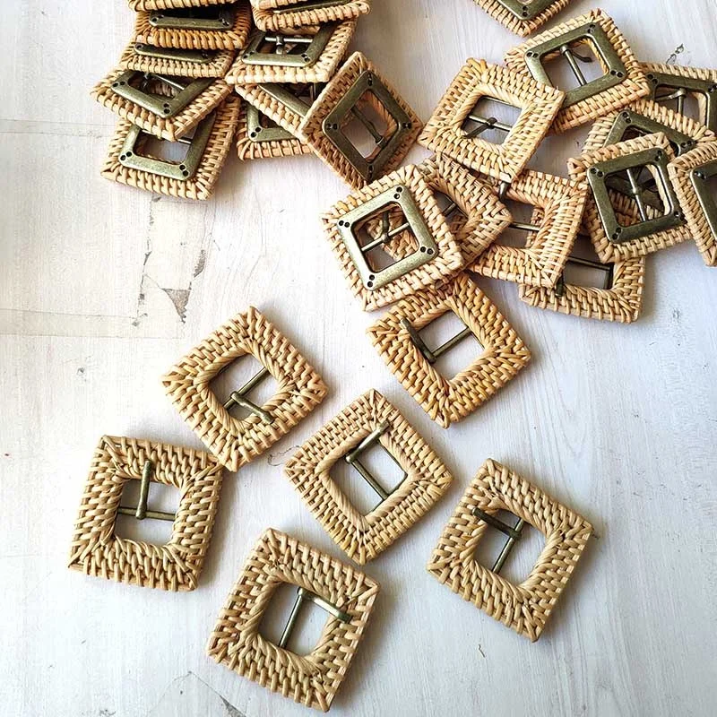 inner diameter 2.5cm handmade real bamboo braided buckle rattan buckle