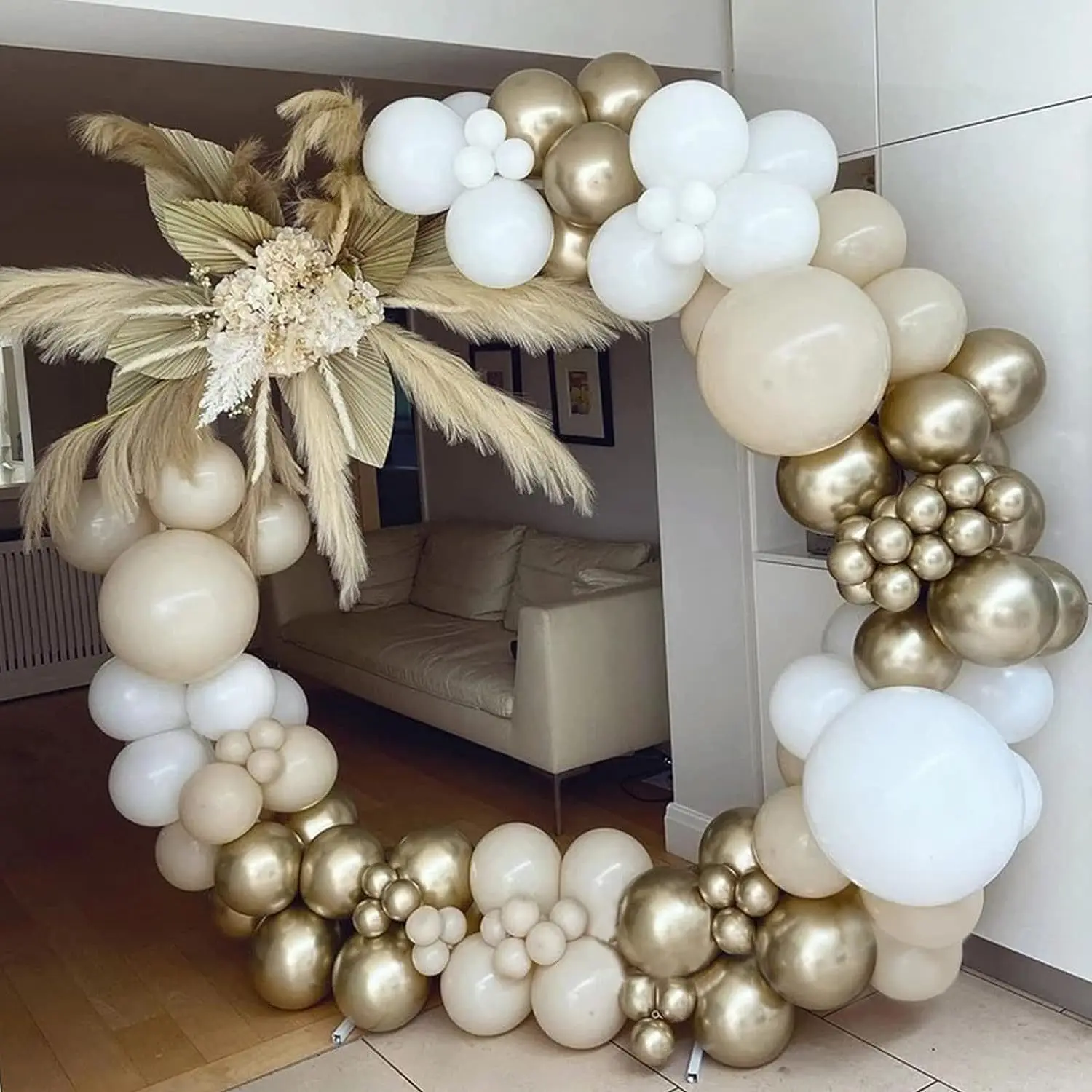 White Sand Gold Balloons 126PCS Nude Metallic Latex Balloons for Boho Wedding Birthday Backdrop Balloons Garland Arch Kit