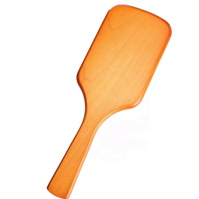 Natural Bamboo Wood Handle Massage Scalp Wooden Paddle Hairbrush Hair Brush Custom Label Antistatic Soft Bristle 100%  Supplier