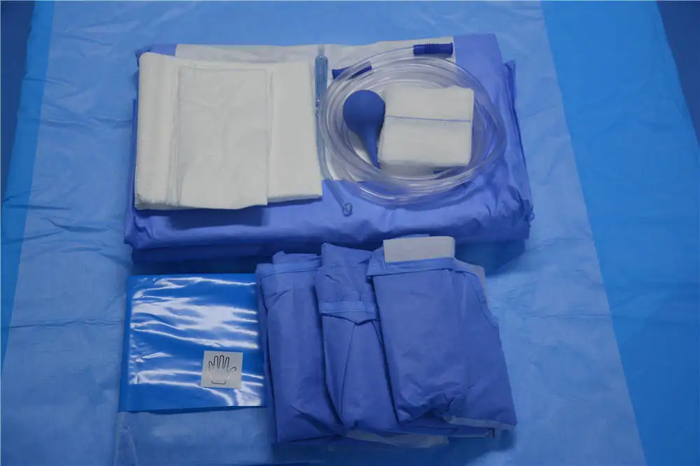 C-section surgey drape with fluid collection pouch, C-section packs with EO sterilization disposable