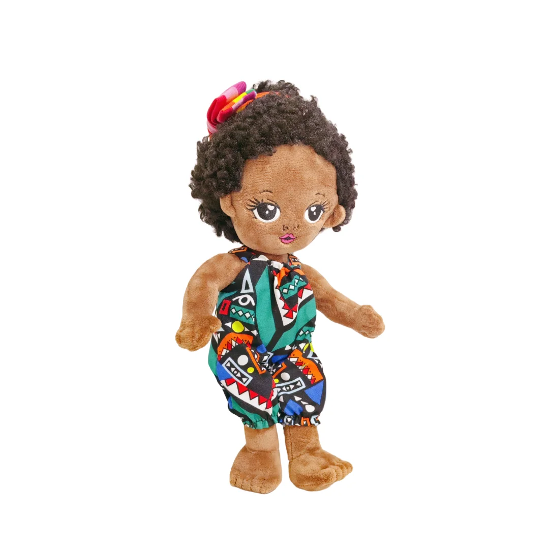 Custom Plush Doll Soft Black African American Dress Up Cute Cloth Rag Doll