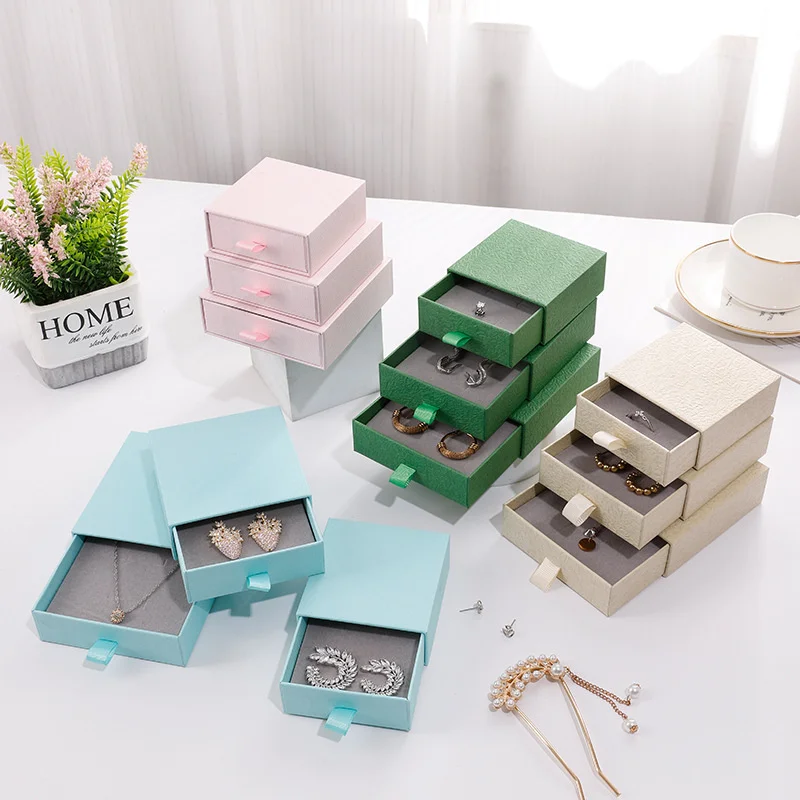 wholesale eco friendly cardboard custom logo gift ring jewelry drawer box packaging