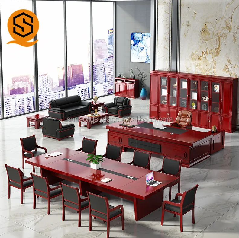 Factory Large Long Size Luxury Office Furniture MDF Wooden Conference Room Modern Office Desk Conference Meeting Table
