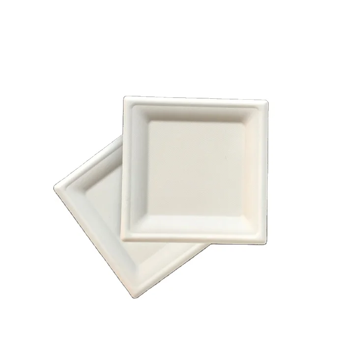 100% биоразлагаемые и компостируемые квадратные тарелки для тортов, салатов, фруктов.