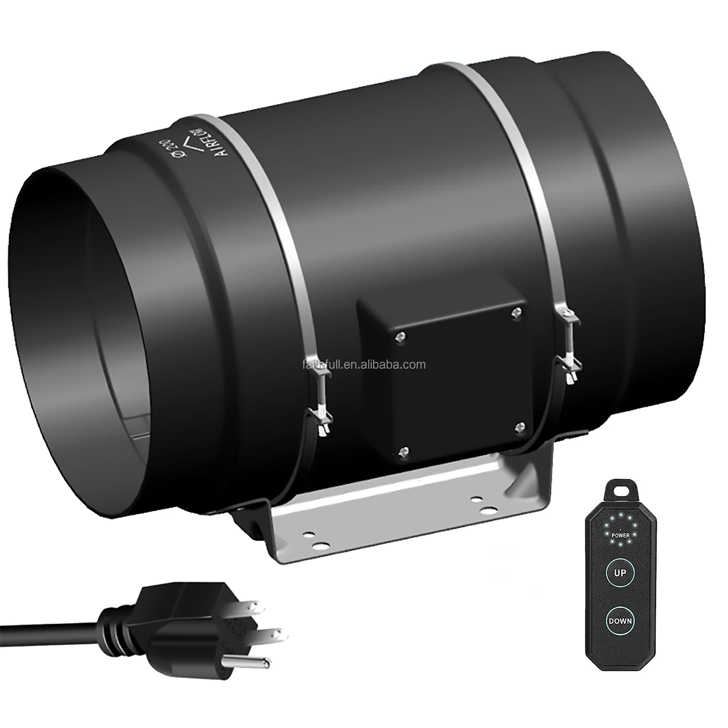 Quiet EC motor 8-inch 500 CFM Duct Fan with 0-10 Speed Controller- Ventilation Exhaust Fan Using for Grow Tents, Hydroponics