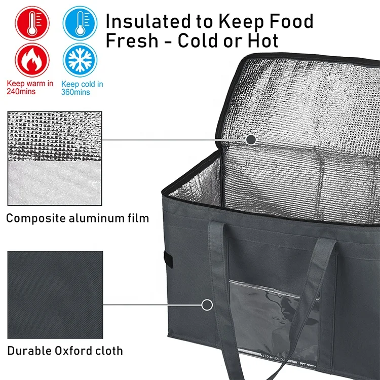 Высококачественные индивидуальные большие складные сумки для покупок, Термосумка из полиэстера большой емкости для доставки продуктов