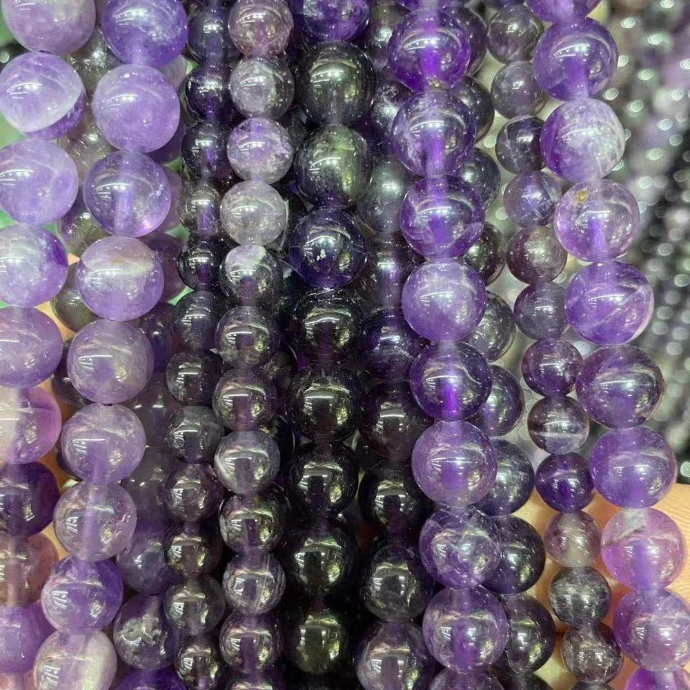 original natural stone beads 4/6/8/10/12mm round amethyst loose beads for bracelet making