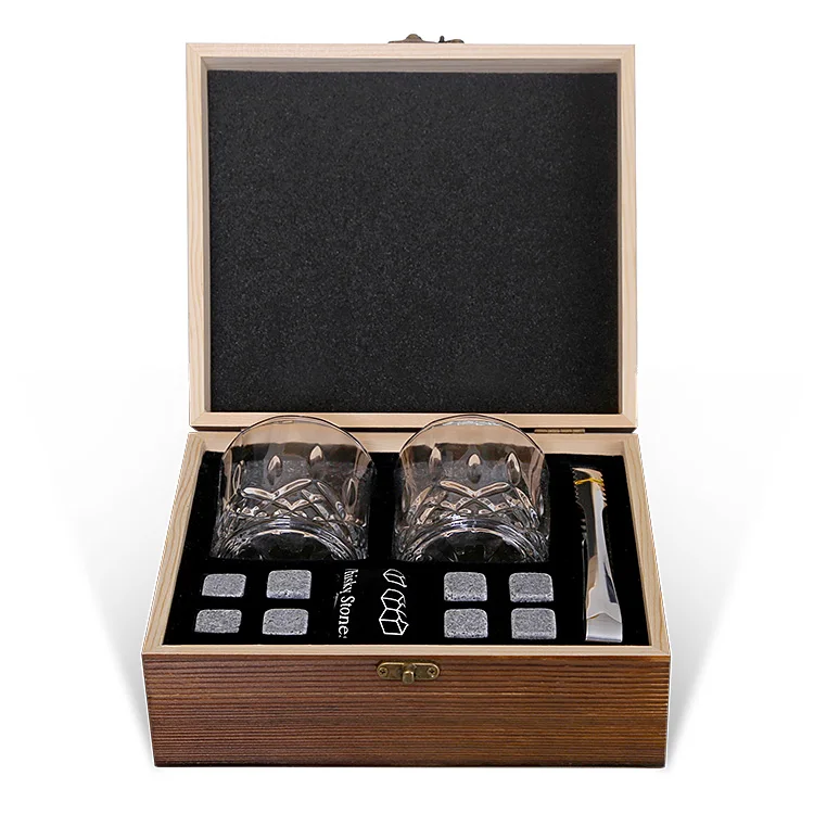 Bar Accessories Granite Chilling Whisky Glass Stones Rocks Whiskey Stone Set With Glasses Gift Box Set For Men