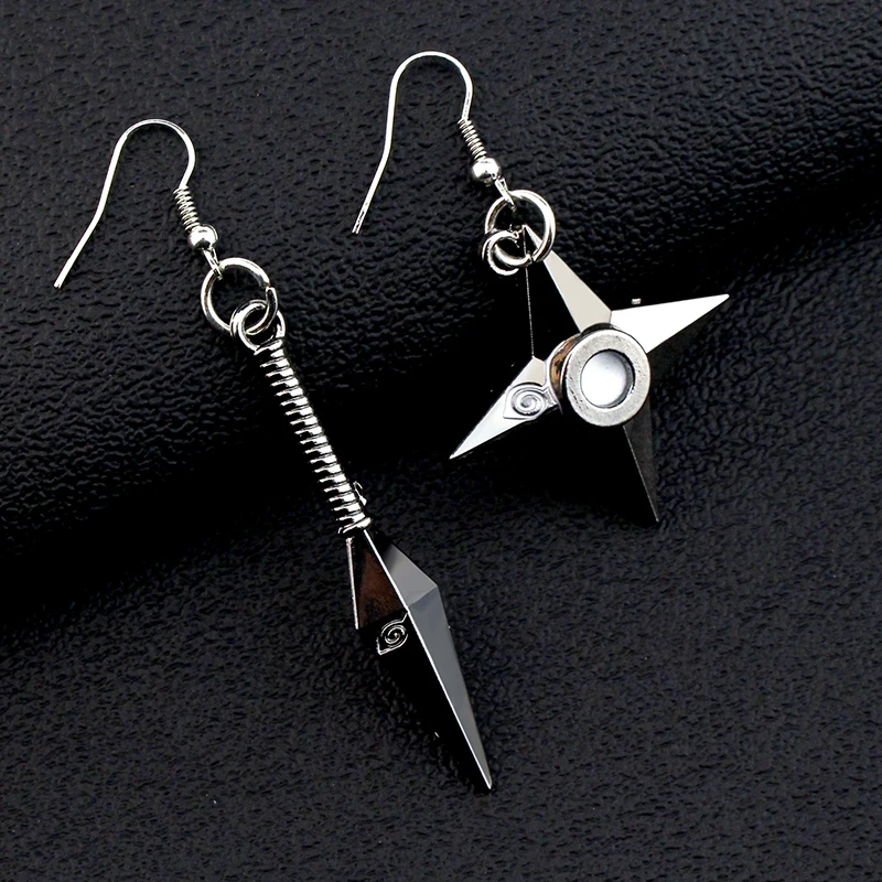 Anime Props Jewelry Konoha Earrings for Women Akatsuki Red Cloud Ear Hoops Ninja Darts Dangle Earring Fans Creative Gifts