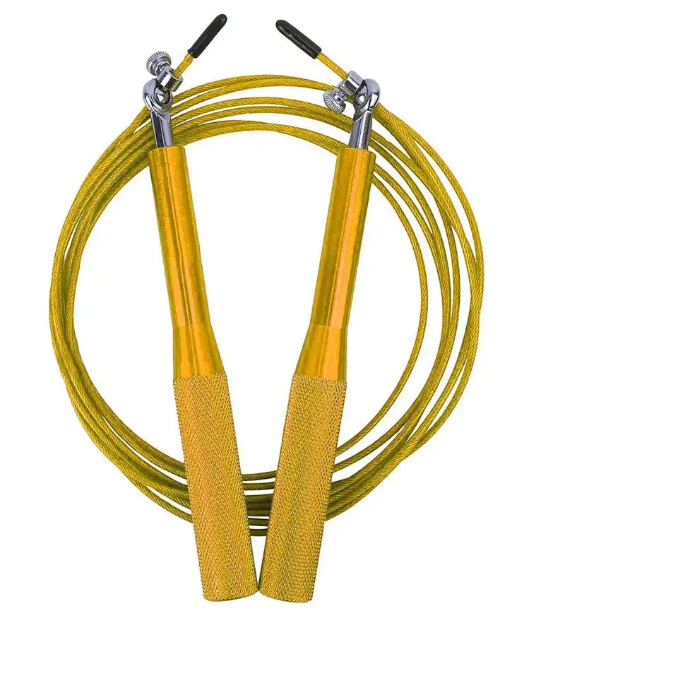 Custom Logo Free Adjustable Fitness Metal Aluminium Bearing New Speed Yellow PVC Skipping Jump Rope