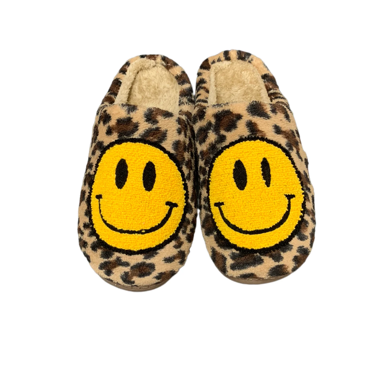 CIXI AIDA NEW COLOR  LEOPARD smiley face lightning ladies winter indoor fuzzy happy slides warm furry home slippers for women