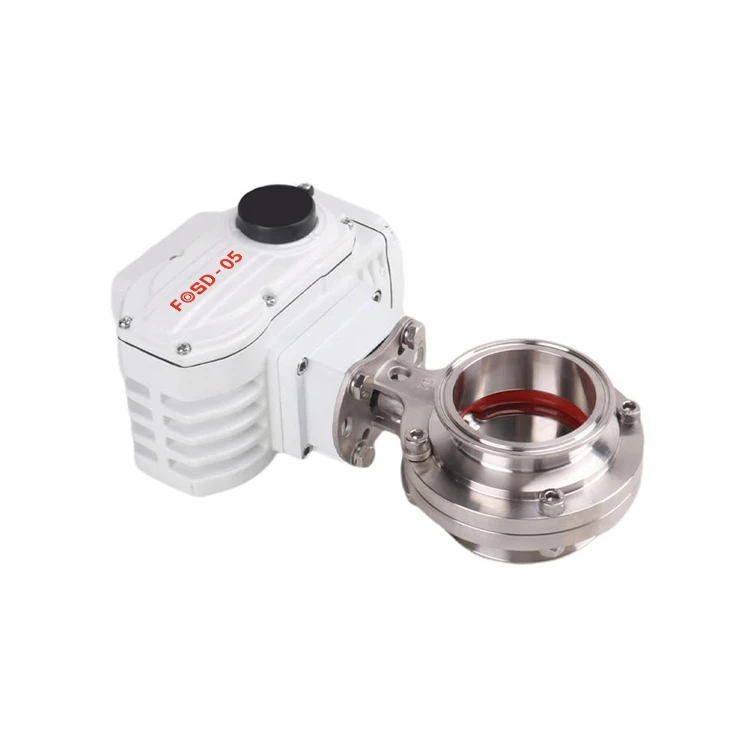 Stainless Steel 304Motorized Electric Operated butterfly valve Hard Seal food grade electric actuator sanitary butterfly valve