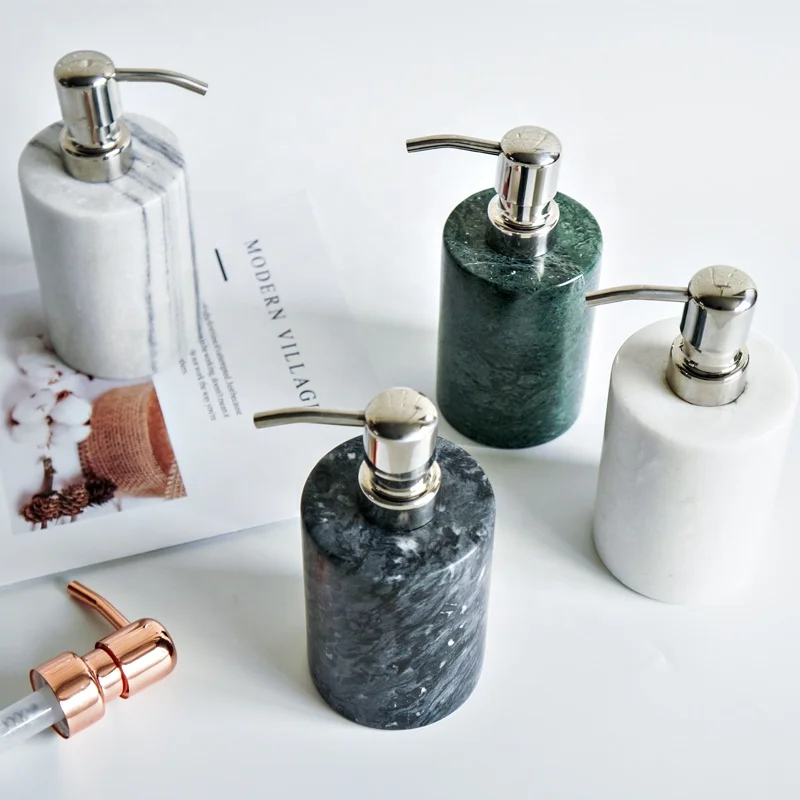 
Luxury Natural Stone Bath Accessories Bathroom Set Marble Bath Ware Liquid Oval Soap Dispenser Soap Tray Dishes 