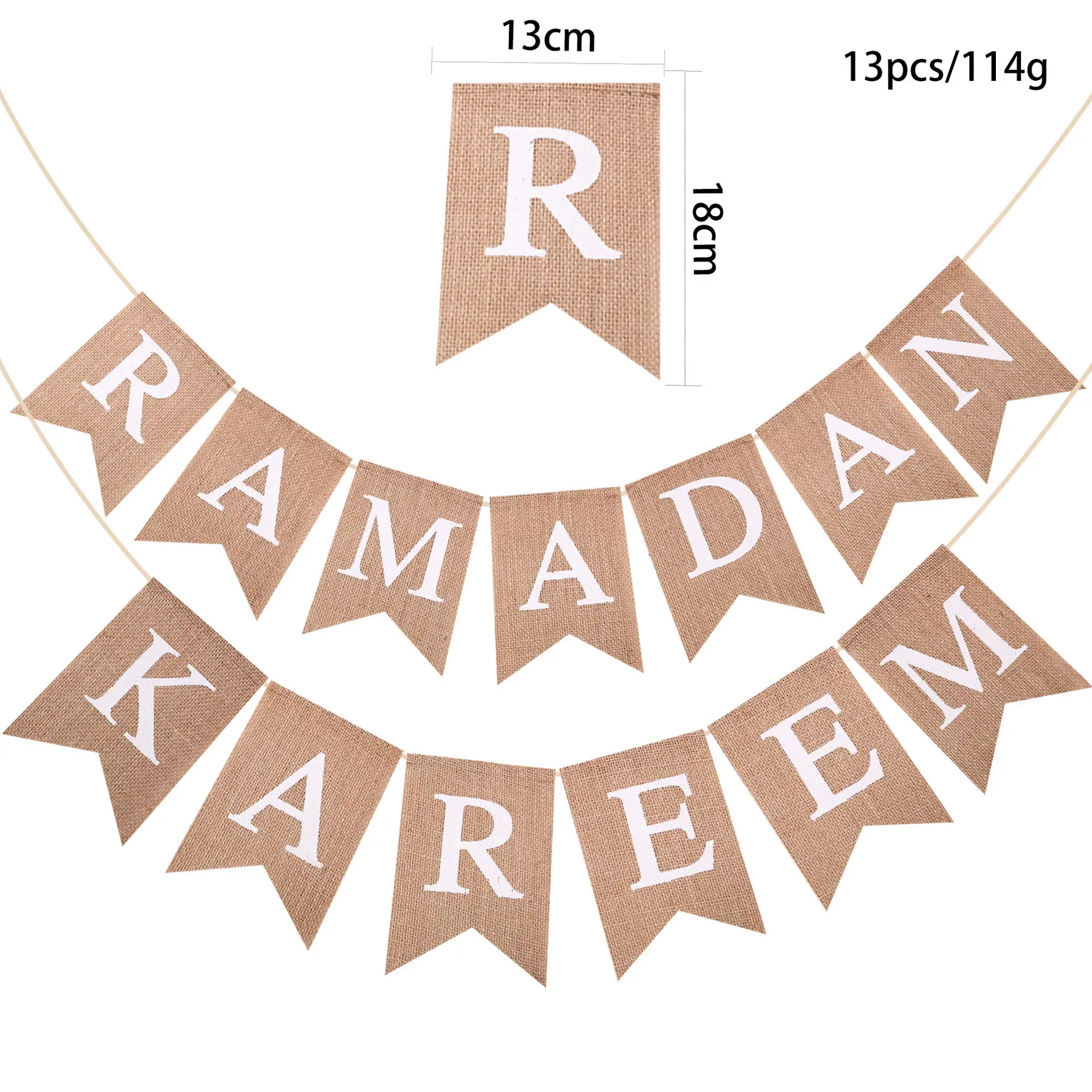 Баннер Ramadan Mubarak из джута с мешковиной деревенский баннерный баннерс Рамадан Карим гирлянда ласточкин хвост винтажный джут баннер