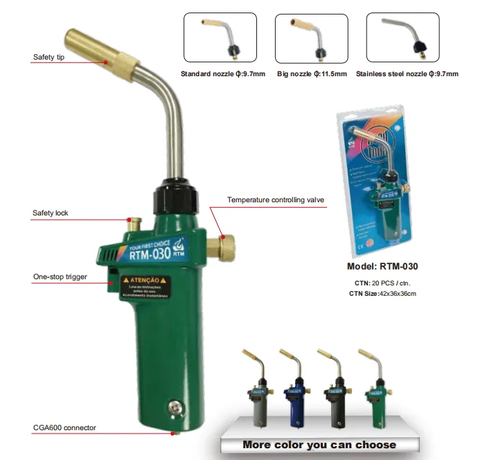 HVAC factory price RTM-027 Quick Self- Lighting Type Welding Copper Pipe Hand Torch Welding Torch for Propane or Mapp