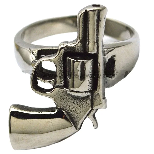 Bestselling high-end unique design silver carved pistol accessory ring