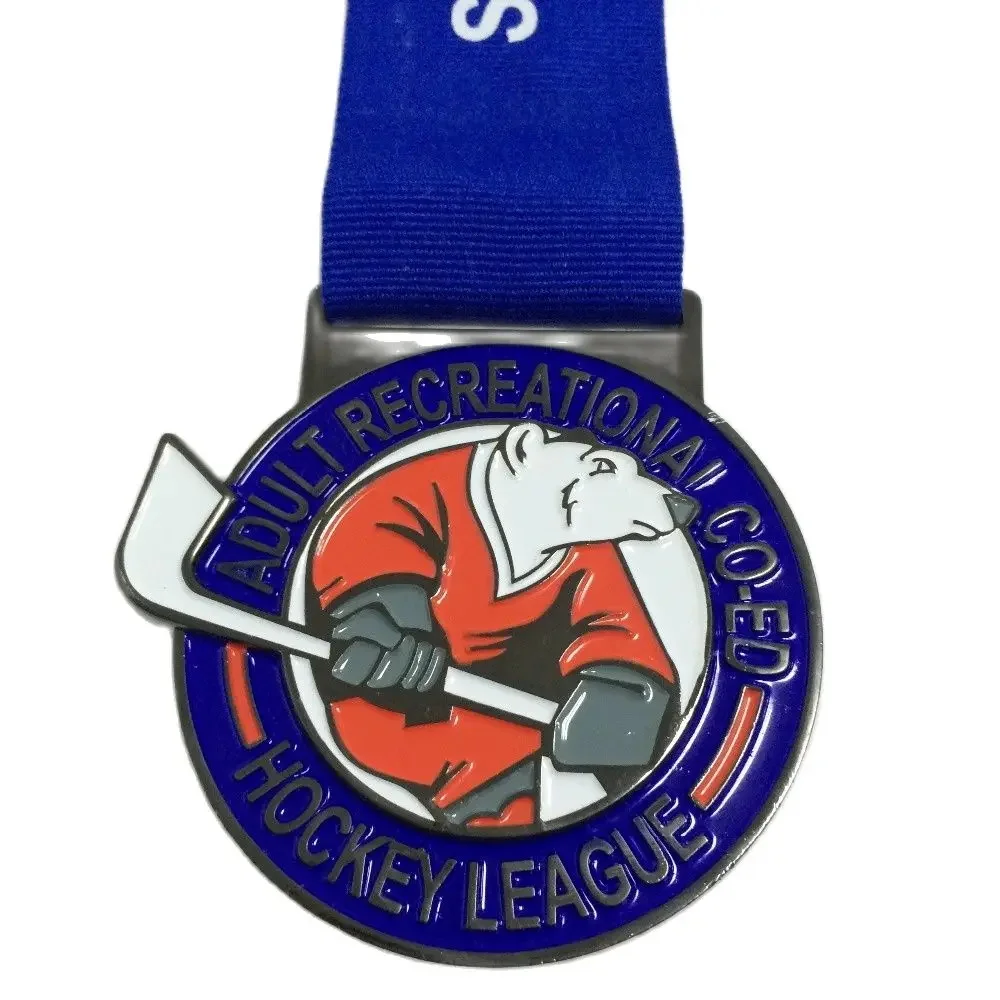 Manufacture Custom Shape Medals Soft Enamel Metal Pickball Cricket Medals With Ribbon Lanyard