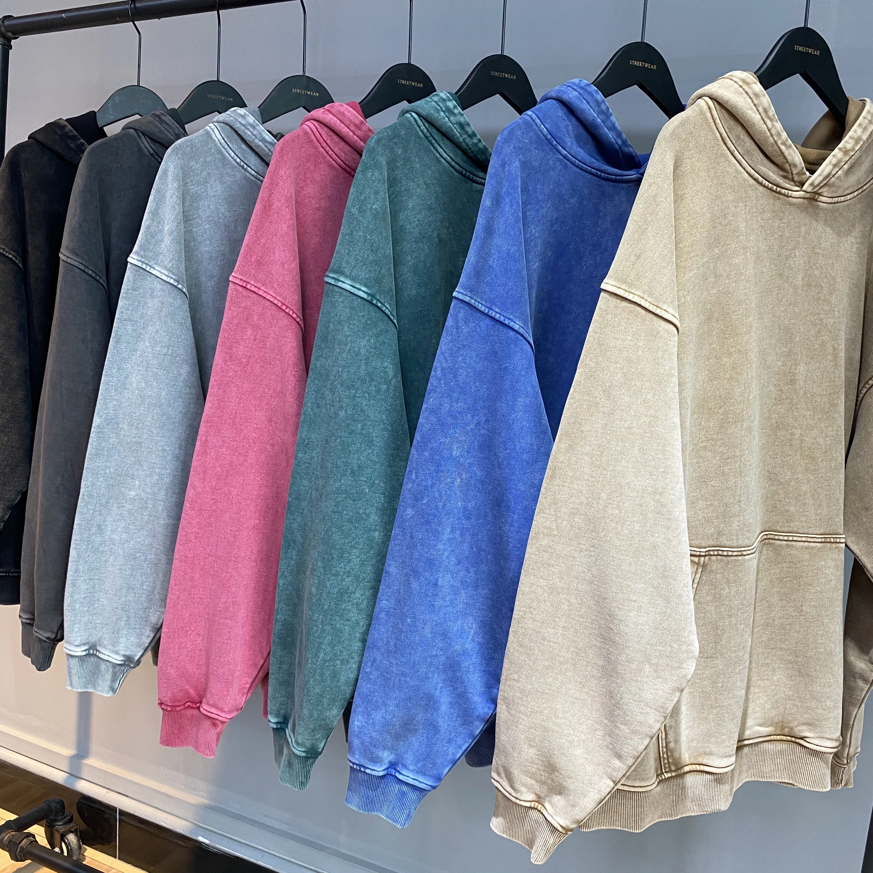 2022  New fashion heavyweight french terry cotton 420gsm streetwear oversized washed blank vintage hoodies for men