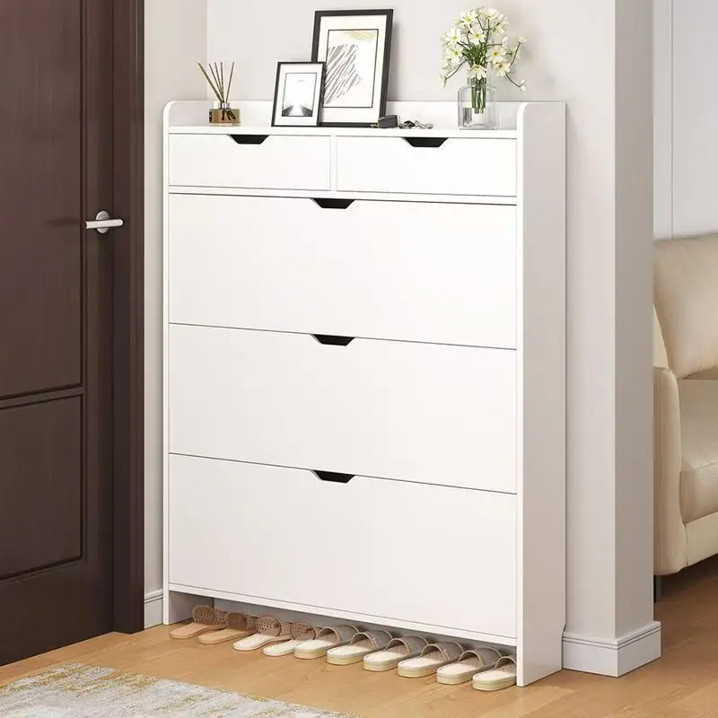 Fashion black wooden board living room dining room furniture 20 pairs large volume 4 doors 3 flips shoes rack cabinets