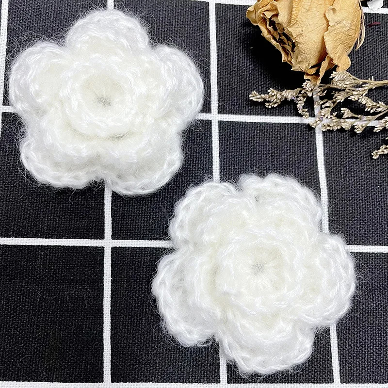 New hand woven wool crochet artificial eternal flower 4cm5cm6cm, multiple crochet flower heads as holiday gifts