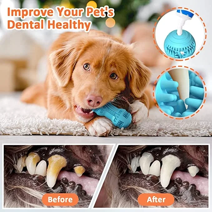 Indestructible Pet Teething Molar Stick Custom Food Leaking Tooth Cleaning Rubber Dumbbell Dog Chew Toy For Aggressive Chewers