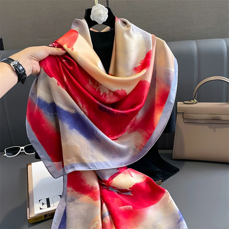 traditional Vacation colorways Modern 90*180cm Womens vibrant silk scarf country
