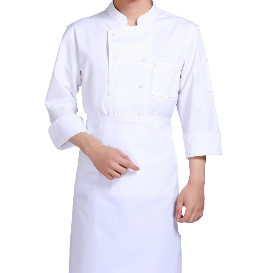
Customizable long sleeve double breasted chef uniform and hotel bar kitchen special clothes chef coat from stock 