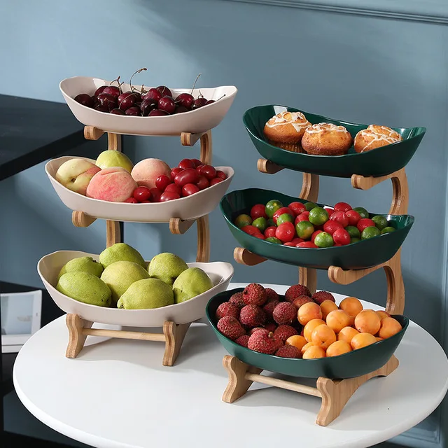High Quality Plastic fruit tray dessert candy tray living room household 3-layer snack dried fruit tray rack storage holder