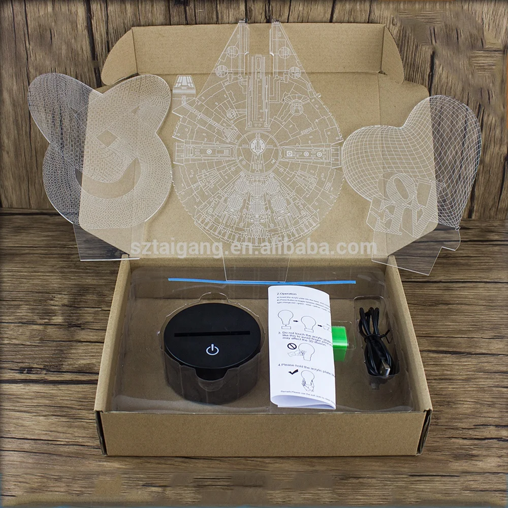 Designs 3D LED Lamps Change ABS Base New 3 Type Different Acrylic with 7 Colors Lighting and Circuitry Design Sensor Decoration