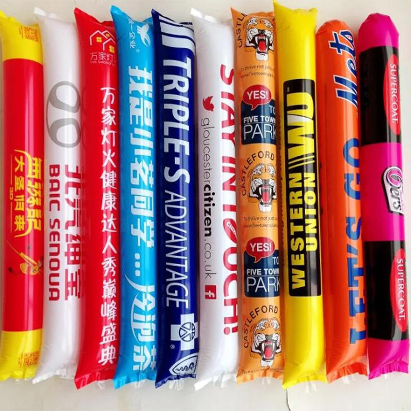 Custom Logo 2024 Europe Football Fans Inflatable Cheering Sticks Thunder Stick Sports Noisemakers