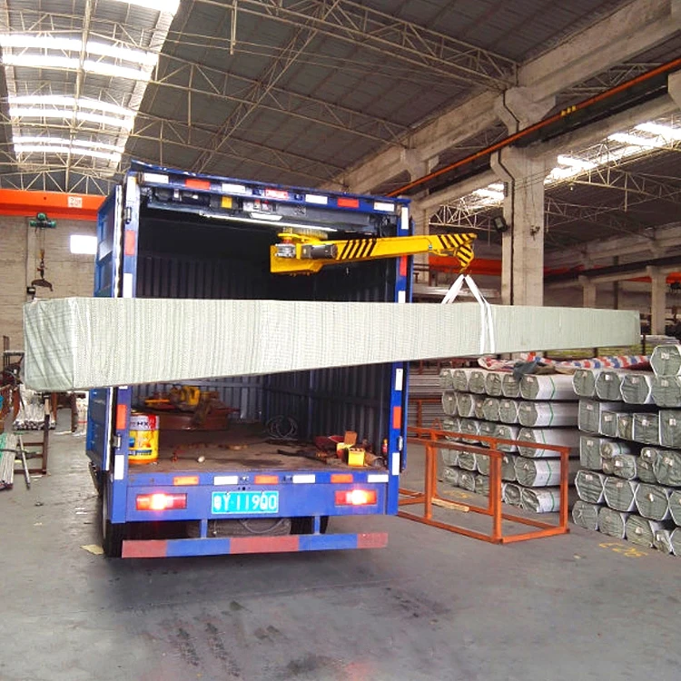 Logistics and trnsportation popular truck crane with remote control to load and unload aluminum profile rod and bar from truck