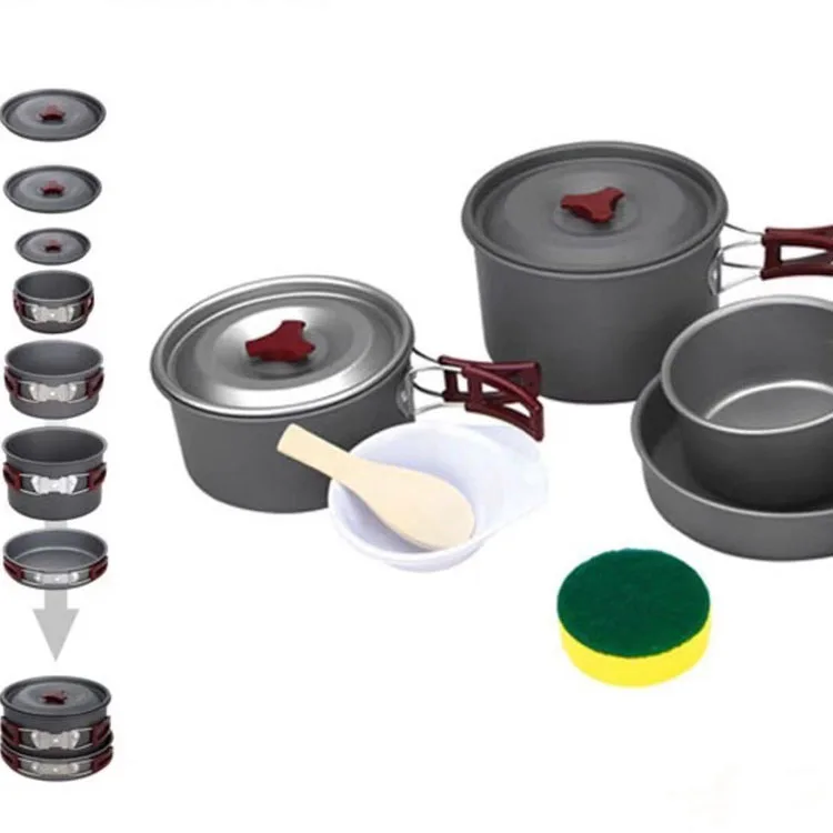 Outdoor picnic aluminum alloy pot set for 6-8 people