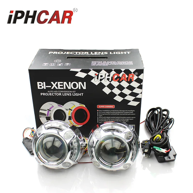 IPHCAR 3,0 дюйма G106 HID биксеноновый проектор с ангельскими глазами для любого универсального автомобиля