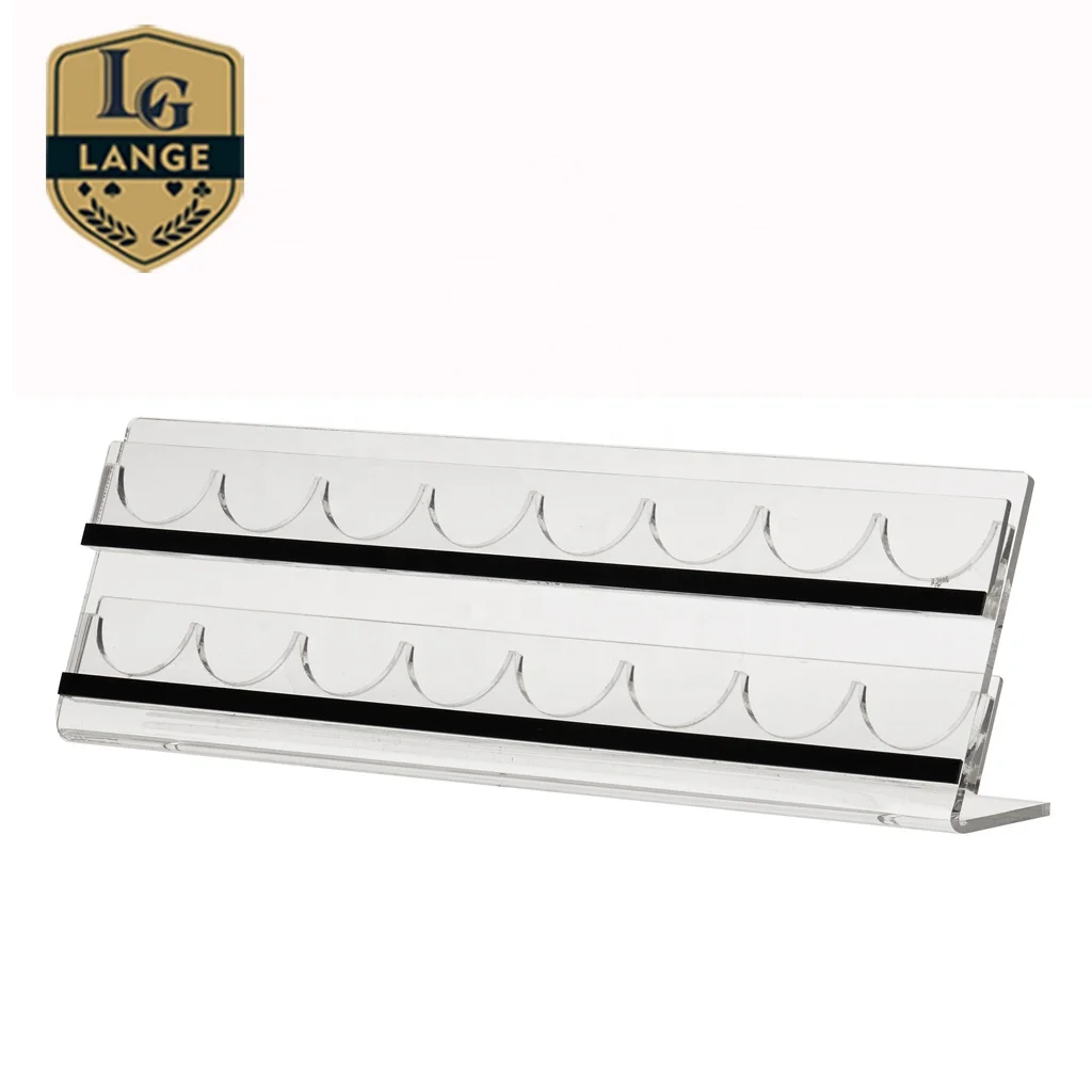 2 Rows 16pcs Crystal Clear Casino Set Baccarat Poker Chip Display Rack