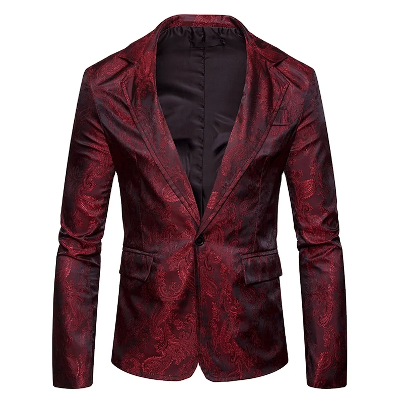 Fashion Men Casual Suits Long Sleeve Slim Fit Jacket Blazer Costume Suits Gentleman Tops embroidery Blazer Jacket