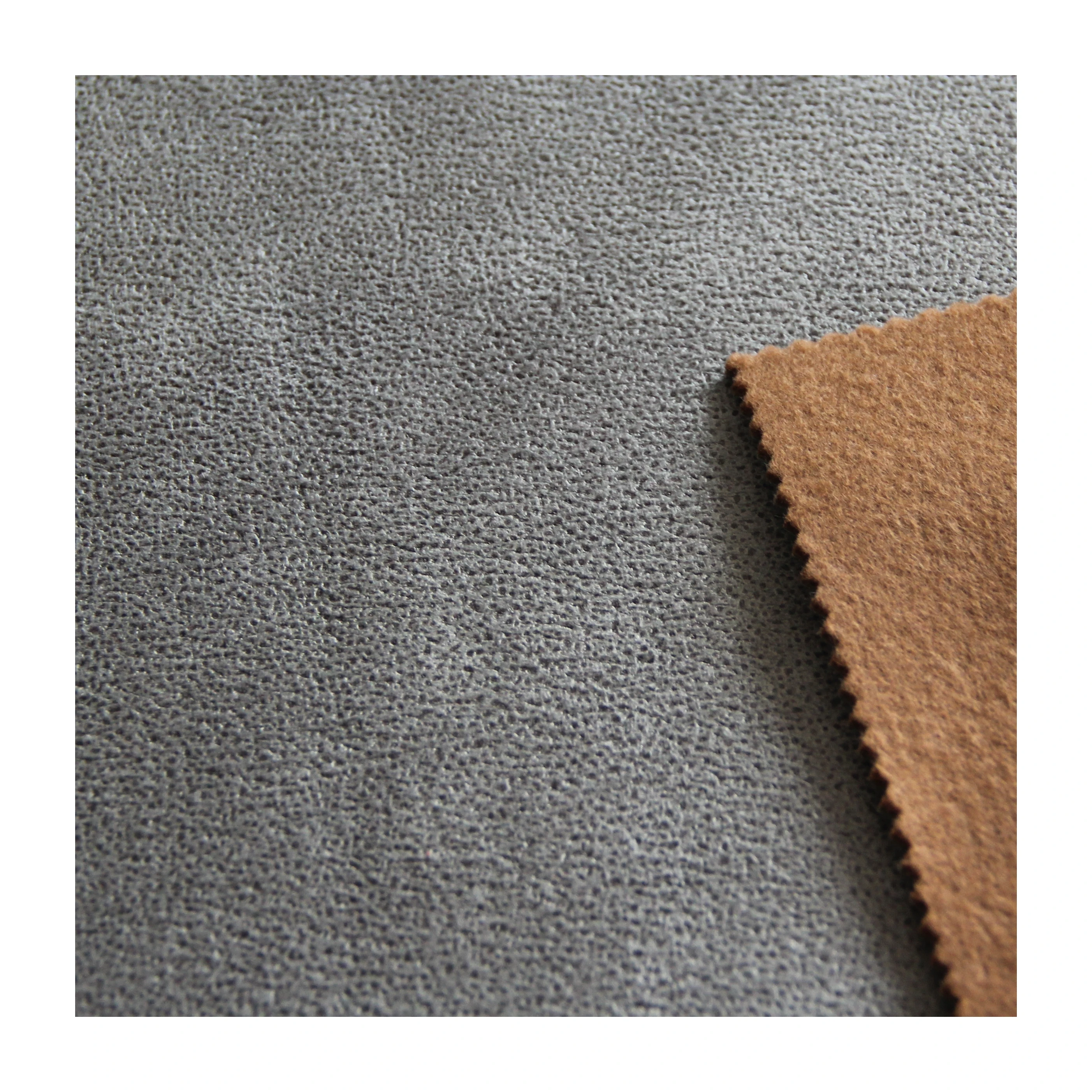 Fake suede 100% polyester sofa fabric leather look for upholstery high quality europe market bronzed velvet fabric