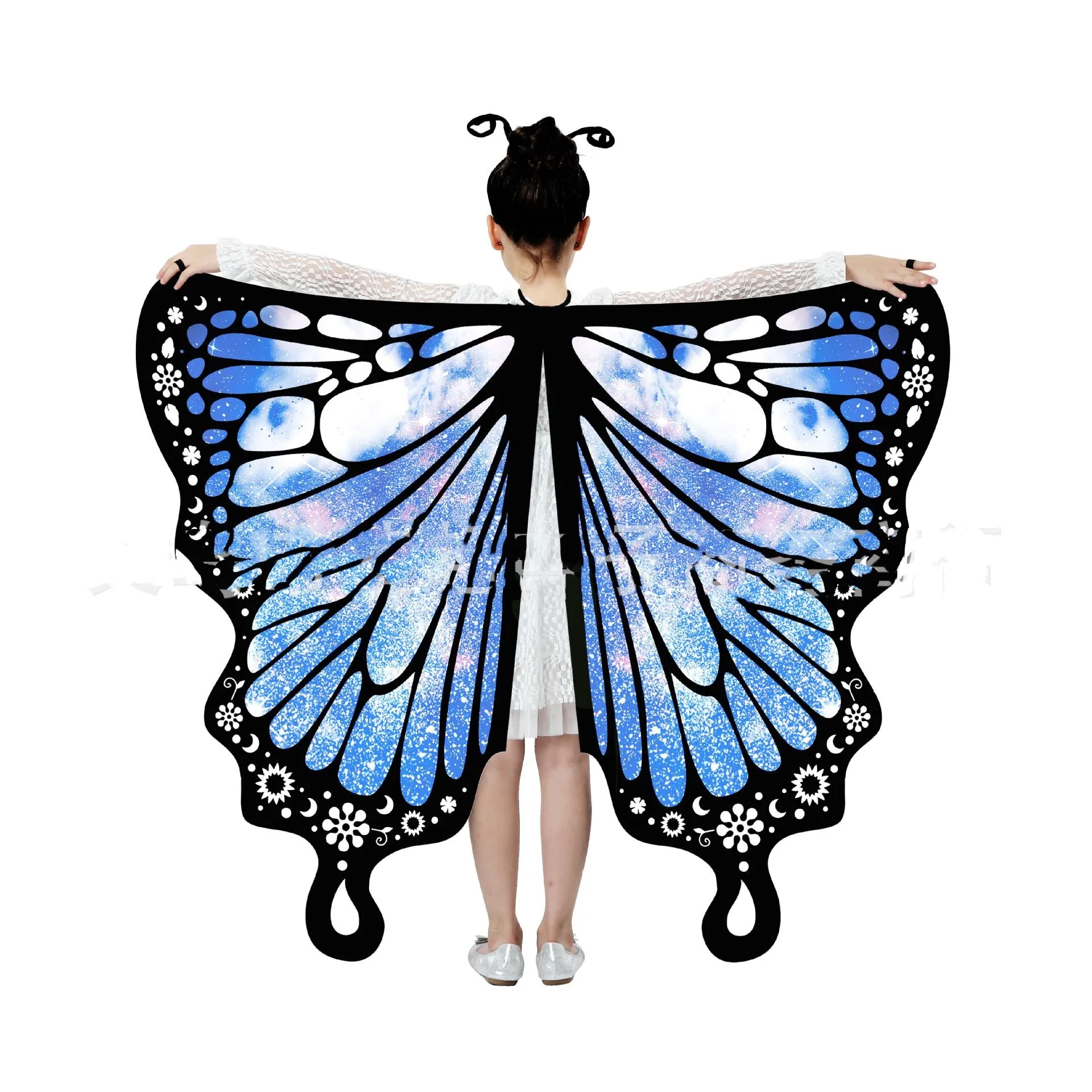 Blue Monarch Wings Butterfly Wings for Girls Kids Halloween Costumes Butterfly Shawl Fairy Nymph Pixie Dress Up Cloak New Hot