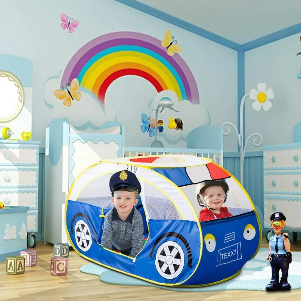 Factory Kids Tent Kiddy Play Foldable Pop Up Police Car Tent Indoor Outdoor Toys Playhouse
