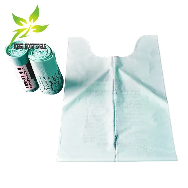 TORISE Garbage  bags  As4736 Compostable 100% Biodegradable Trash Bin Liners Zero-Waste Wave Top EN 13432 US BPI  Certified
