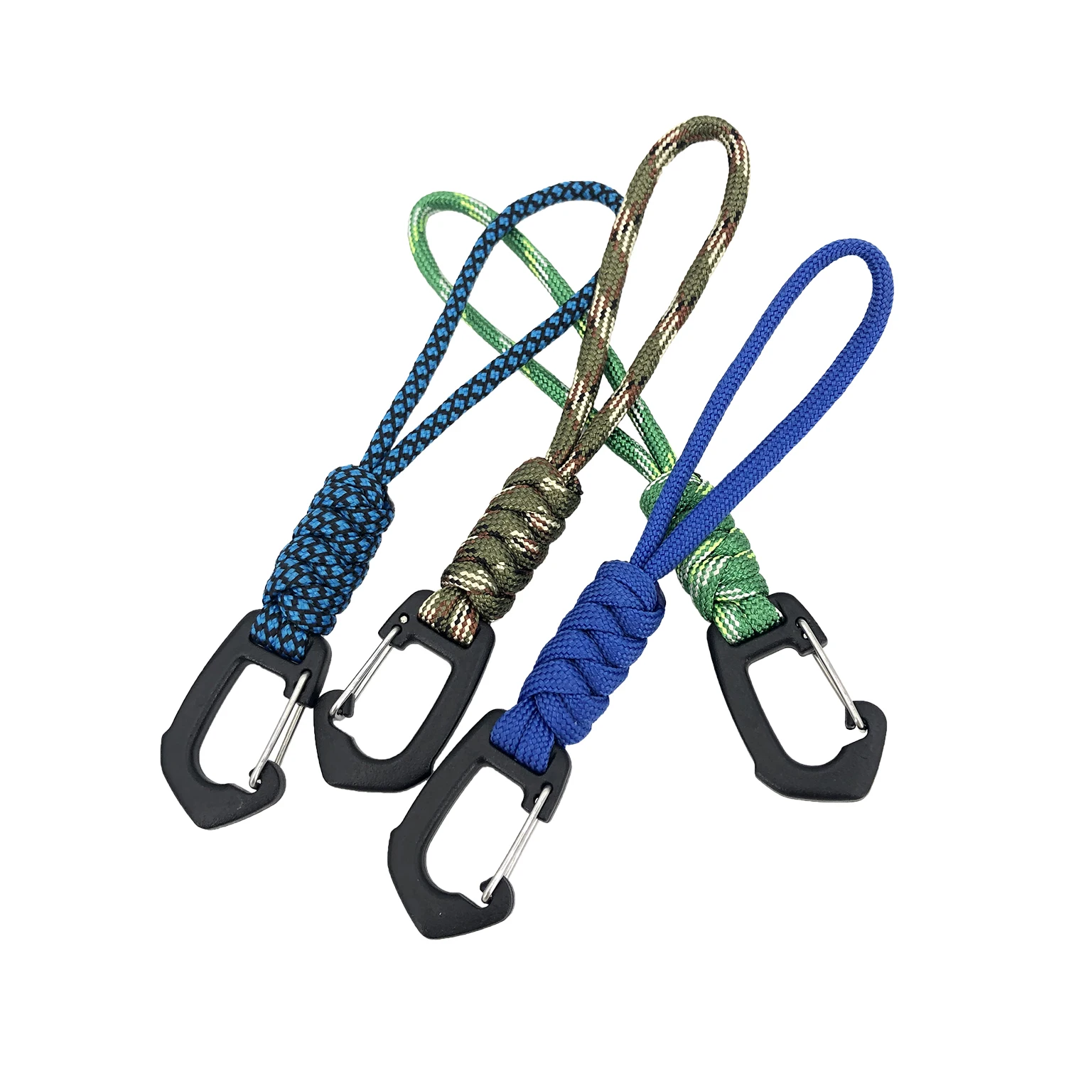 Handmade Paracord Lanyard Wrist Strap with Carabiner Survival Tool for Outdoor Activity