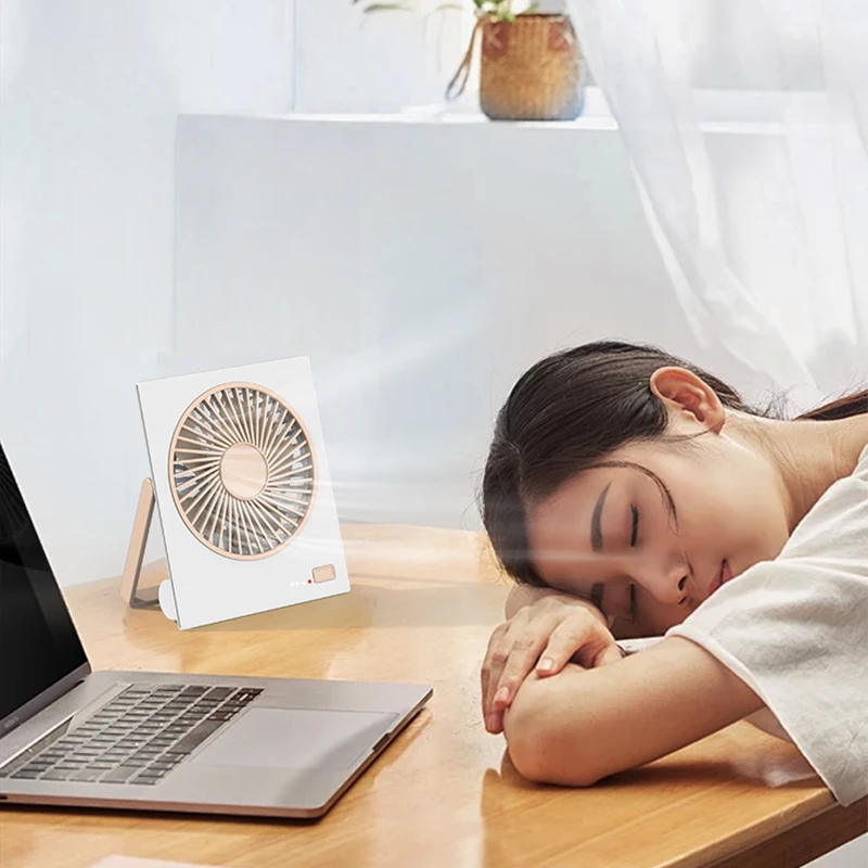 IMYCOO Low Voltage Rechargeable Folding Hanging Mini Table Fan OEM ODM Portable Square USB Desktop Fan Small Desk Fan