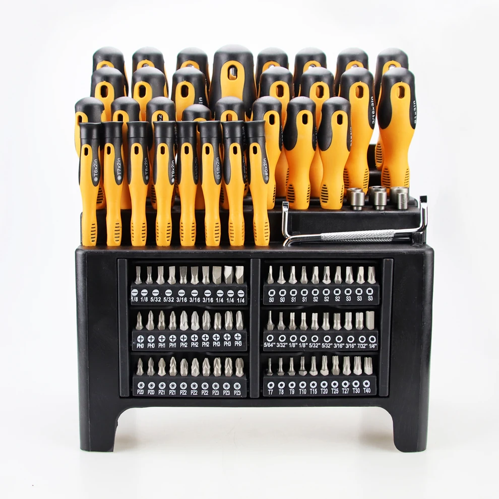100pcs General Home Tool Precision 100 Pcs Screwdriver Set With Yellow and black handle