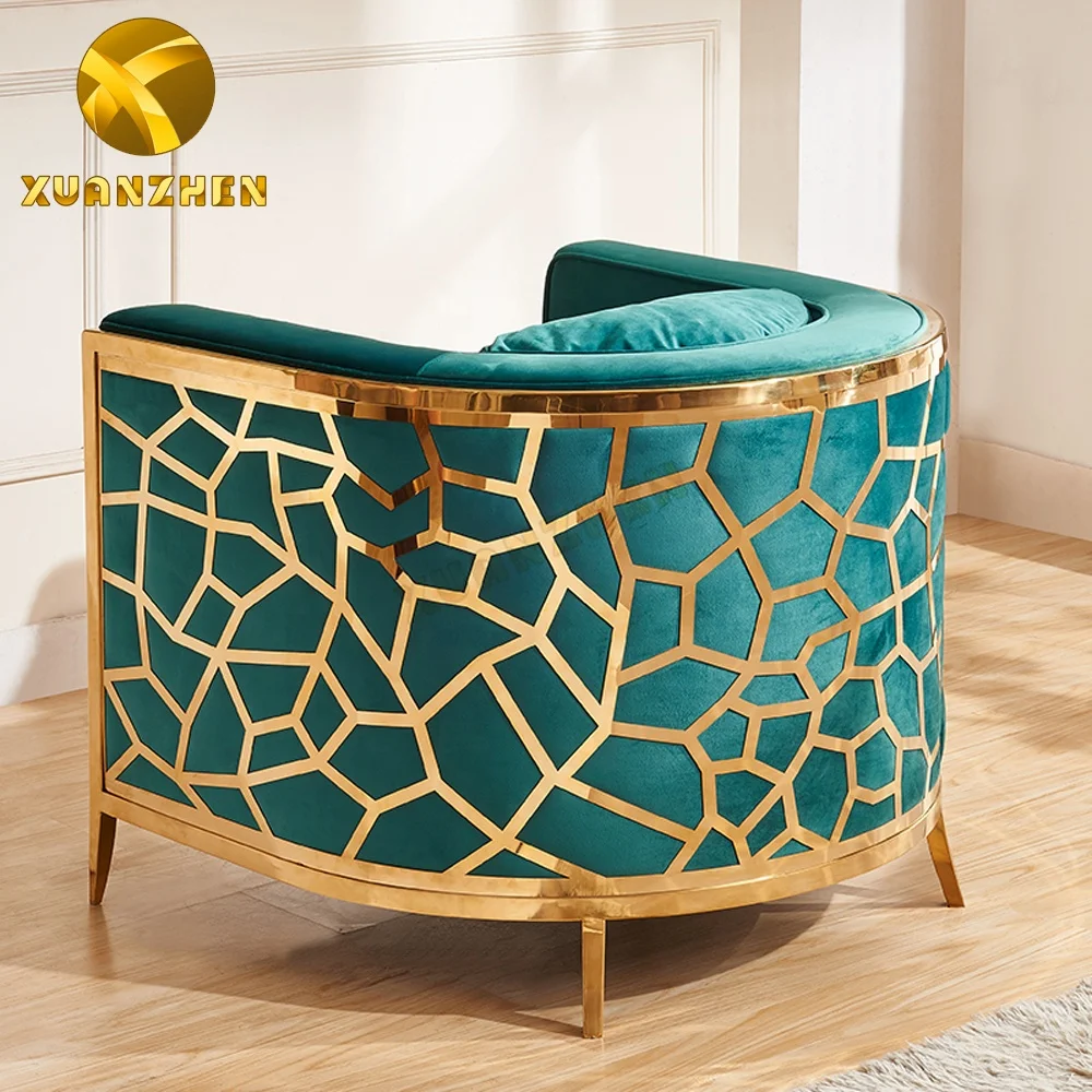 Living room furniture sets stainless steel sofa set velvet sofa chair cover living room sofas SF001