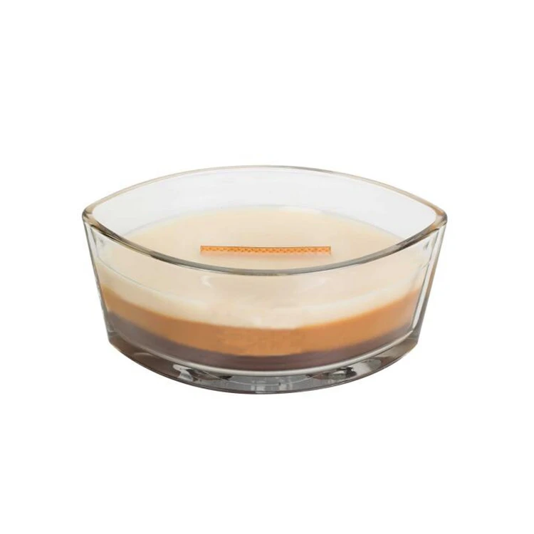 oval boat shape glass candle vessels with lids